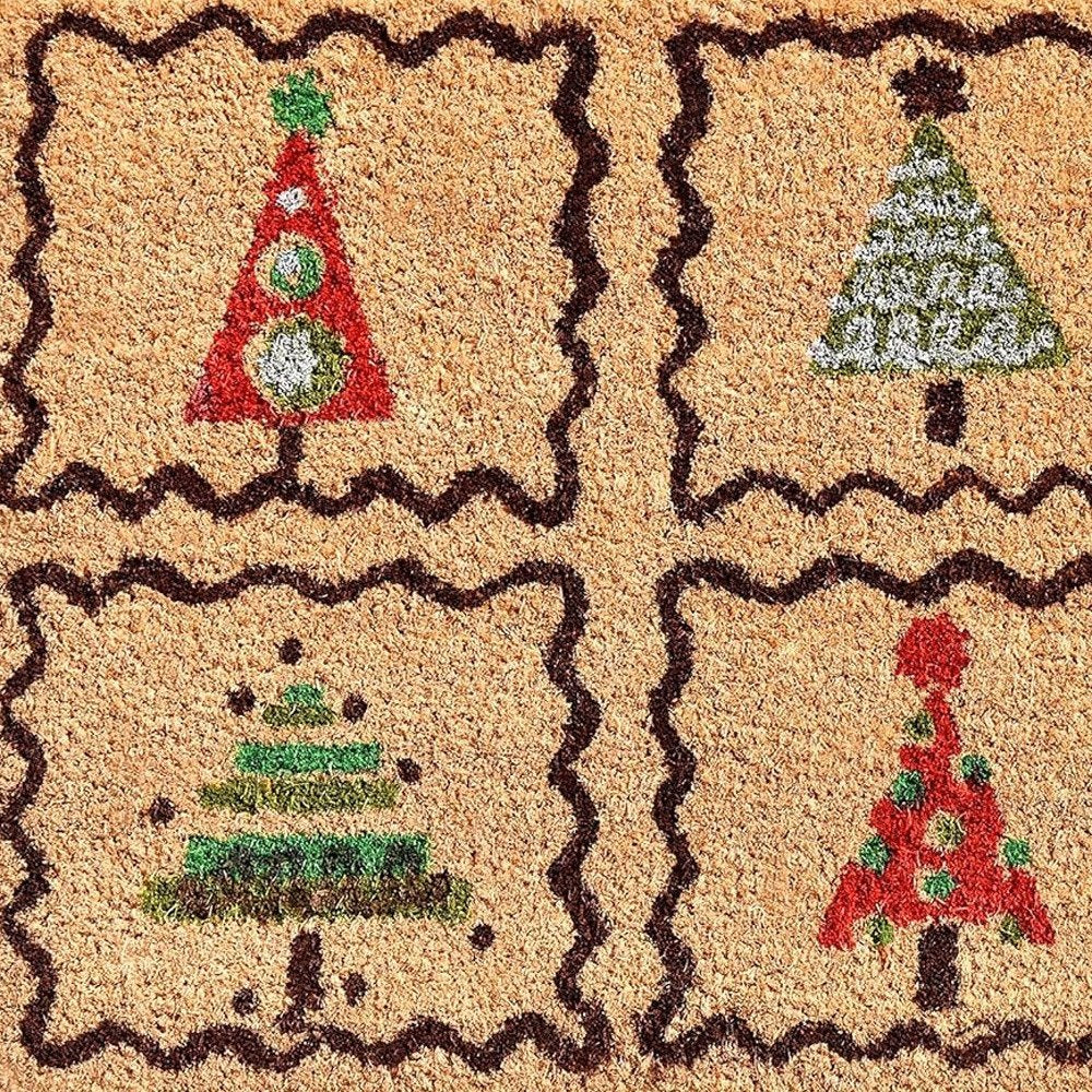 17" X 29" Natural Red and Black Coir Christmas Trees Outdoor Christmas